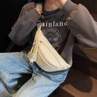 Carpe diem/カルペディエム Carpe diem ダブルポケットPUレザー ボディバッグ ウエストポーチ ショルダーバッグ 男女共用 オルチャン 斜めがけバッグ ペアルック/508407444