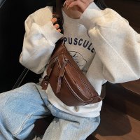 Carpe diem/カルペディエム Carpe diem ダブルポケットPUレザー ボディバッグ ウエストポーチ ショルダーバッグ 男女共用 オルチャン 斜めがけバッグ ペアルック/508407444