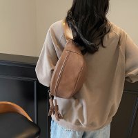 Carpe diem/カルペディエム Carpe diem ダブルポケットPUレザー ボディバッグ ウエストポーチ ショルダーバッグ 男女共用 オルチャン 斜めがけバッグ ペアルック/508407444
