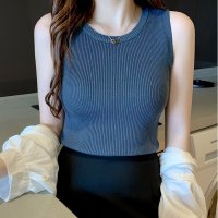 Carpe diem/カルペディエム Carpe diem リブニット タンクトップ インナー トップス ボーダー タンクトップ ニットタンクトップ ノースリーブ ニット サマーニッ/508407448