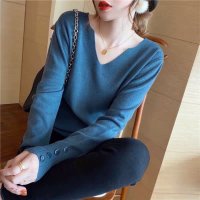 Carpe diem/カルペディエム Carpe diem リブニットトップス vネックニット カットソー プルオーバー 長袖 ゆったり 洗える 中厚ニット 新作 春 秋 冬インナー/508407461