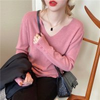 Carpe diem/カルペディエム Carpe diem リブニットトップス vネックニット カットソー プルオーバー 長袖 ゆったり 洗える 中厚ニット 新作 春 秋 冬インナー/508407461