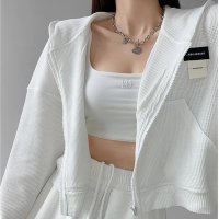 Carpe diem/カルペディエム Carpe diem ジップパーカー クロップド ワッフル シンプル 韓国風 uv防止 対策 ワッフルパーカー ロップド丈 フルジップフーディー/508407468