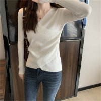 Carpe diem/カルペディエム Carpe diem クロスニット カシュクールニット トップス リブニット プルオーバー 長袖 vネック もっちり感 ストレッチ 柔らかい オ/508407470