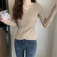 Carpe diem/カルペディエム Carpe diem クロスニット カシュクールニット トップス リブニット プルオーバー 長袖 vネック もっちり感 ストレッチ 柔らかい オ/508407470