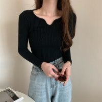 Carpe diem/カルペディエム Carpe diem vネックニットトップス長袖 タートルネック ハイネック リブニット編 薄手ニットセーター 長袖 韓国ニット オフィスカジュ/508407471