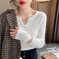 Carpe diem/カルペディエム Carpe diem vネックニット トップス ハートシェイプドネック リブニット 長袖 薄手ニット インナーニット 伸縮性 オフィスカジュアル/508407472
