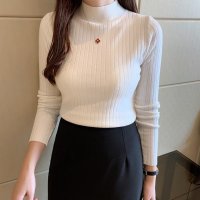 Carpe diem/カルペディエム Carpe diem ニットトップス長袖 タートルネック ハイネック リブニット編 薄手ニットセーター 長袖 韓国ニット オフィスカジュアル カ/508407473