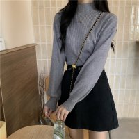 Carpe diem/カルペディエム Carpe diem リブニット パフスリーブ ハイネック 長袖 袖ボリューム 薄手ニット ゆったり パフ袖 パワーショルダー 長袖 tops /508407474
