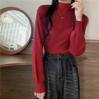 Carpe diem/カルペディエム Carpe diem リブニット パフスリーブ ハイネック 長袖 袖ボリューム 薄手ニット ゆったり パフ袖 パワーショルダー 長袖 tops /508407474
