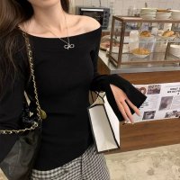 Carpe diem/カルペディエム Carpe diem オフショルダートップス 長袖 ニットトップス カジュアル 春ニット Tシャツ ゆったり 着回し 体型カバー スウェット カ/508407476