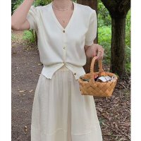Carpe diem/カルペディエム Carpe diem トップス カーディガン ニット 春夏 サマー ショート丈 カーディガン Vネック サマー 半袖カーディガン おしゃれ オフ/508407505