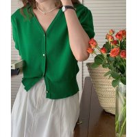 Carpe diem/カルペディエム Carpe diem トップス カーディガン ニット 春夏 サマー ショート丈 カーディガン Vネック サマー 半袖カーディガン おしゃれ オフ/508407505