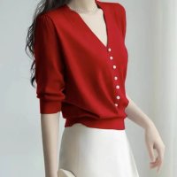 Carpe diem/カルペディエム Carpe diem サマーニット レディース ニット トップス ショート丈 vネック ゆったり ニットカーディガン 夏t シンプル ニット半袖/508407513