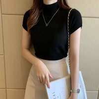 Carpe diem/カルペディエム Carpe diem リブニットトップス シンプルニット セーター カットソー プルオーバー 半袖ニット ゆったり 洗える 中厚ニット 新作 春/508407521
