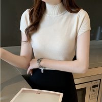 Carpe diem/カルペディエム Carpe diem リブニットトップス シンプルニット セーター カットソー プルオーバー 半袖ニット ゆったり 洗える 中厚ニット 新作 春/508407521