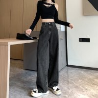 Carpe diem/カルペディエム Carpe diem ワイドデニム パンツ オールシーズン カジュアル ハイウエストデニム ワイドパンツ ウォッシュド 定番デニム ボトムス ジ/508407546