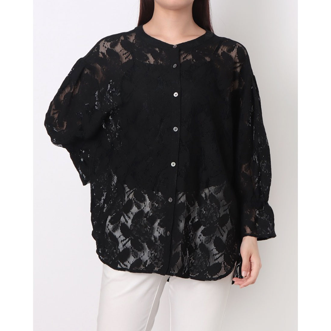 【洗える】8分袖レースシャツブラウス クーポン】【セール 50%OFF】ラ・クープ LACOUPE 【洗える】8分
