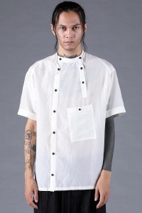D.HYGEN/ディーハイゲン D.HYGEN Silk Cotton Washer Double Open Band Collar Half Sleeve Shirt/506928718