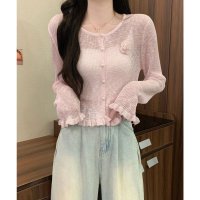 miniministore/ミニミニストア miniministore サマーニットカーディガン 花モチーフ付き/508408002