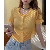 miniministore/ミニミニストア miniministore フリルショートカーディガン レースニット/508408005