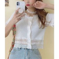 miniministore/ミニミニストア miniministore フリルショートカーディガン レースニット/508408005