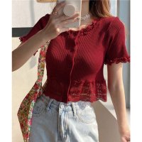 miniministore/ミニミニストア miniministore フリルショートカーディガン レースニット/508408005