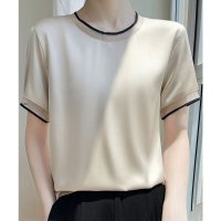 miniministore/ミニミニストア miniministore クルーネック サテン風シャツブラウス/508408006