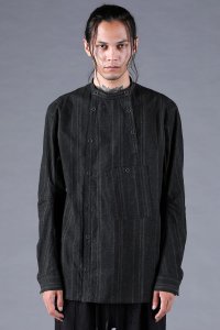 D.HYGEN/ディーハイゲン D.HYGEN Ink Coated Random Striped Double Open Band Color Shirt/508408535