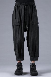 D.HYGEN/ディーハイゲン D.HYGEN Ink Coated Random Striped Tuck Wide Cropped Pants/508408564