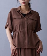 NICOLE white/ウエストドロスト半袖シャツ/508331503
