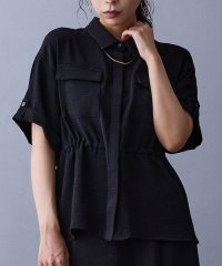 NICOLE white/ウエストドロスト半袖シャツ/508331503