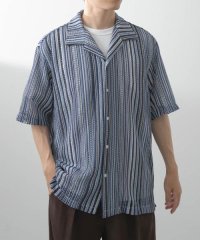 ITEMS URBAN RESEARCH/マルチストライプレースオープンカラーショートスリーブシャツ/508392415