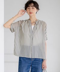 NIJYUSANKU（LARGE SIZE）/【WEB&一部店舗限定/洗える】ストライププリント シフォン ブラウス/508407865