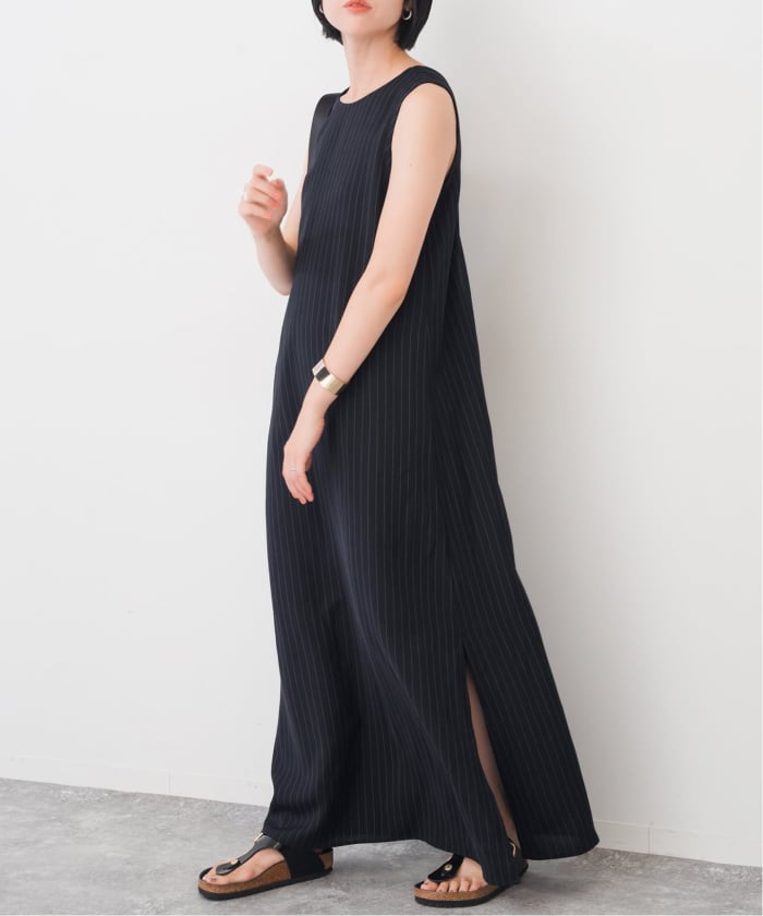 美品✨スピックアンドスパン　ドビークロスサックドレス　ロングワンピース　黒 美品✨スピックアンドスパン ドビークロスサックドレス ロング