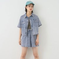 Lovetoxic/ラブトキシック Lovetoxic デニム半袖シャツセットアップ/508413545