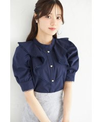 tocco closet/トッコクローゼット tocco closet ハート釦ラインレース装飾ラッフルフリルブラウス/508413553