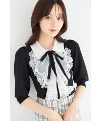 tocco closet/トッコクローゼット tocco closet 襟＆リボン付きレースフリル装飾ニットプルオーバー/508413555