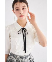 tocco closet/トッコクローゼット tocco closet 襟＆リボン付きレースフリル装飾ニットプルオーバー/508413555