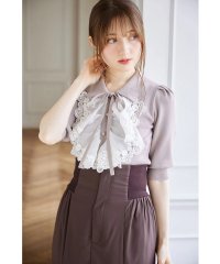tocco closet/トッコクローゼット tocco closet 襟＆リボン付きレースフリル装飾ニットプルオーバー/508413555