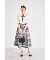 tocco closet/トッコクローゼット tocco closet 千鳥×チェック柄ジャガードギャザーフレアスカート/508413556
