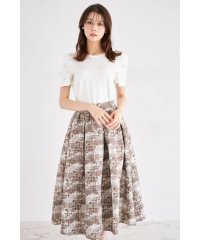 tocco closet/トッコクローゼット tocco closet 千鳥×チェック柄ジャガードギャザーフレアスカート/508413556