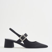CHARLES & KEITH/サテン クリスタルバックルブロックヒールスリングバックパンプス/508414349