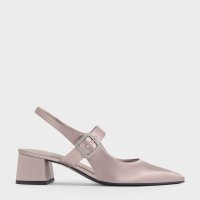 CHARLES & KEITH/サテン クリスタルバックルブロックヒールスリングバックパンプス/508414349