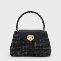 CHARLES & KEITH/Arwen アルウェン ツイードキルトトップハンドルバッグ/508414353
