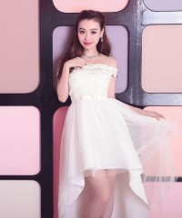 Tika/ティカ Tika キャバドレス オフショルダーチュールスカートハイウエスト切替フレアロングテールドレス (Sサイズ～Lサイズ)/508414362