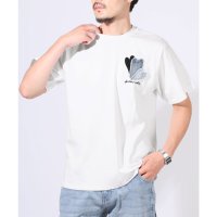 LUXSTYLE/ラグスタイル LUXSTYLE デニムハートアップリケ半袖Tシャツ/トップス カットソー アップリケ ハート デニム 刺繍 クルーネック モノトーン シンプル/508415170