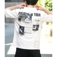 LUXSTYLE/ラグスタイル LUXSTYLE バックプリント半袖Tシャツ/バックプリント フォトプリント コラージュ プリント ロゴ 丸首 クルーネック ゆったり/508415181