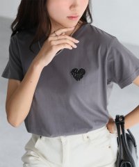 Riberry/リベリー Riberry ハートロゴラメ刺繍コンパクトTシャツ/508391413