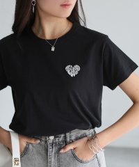 Riberry/リベリー Riberry ハートロゴラメ刺繍コンパクトTシャツ/508391413